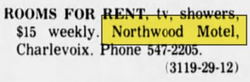 Northwood Motel - Nov 1969 Rooms For Rent